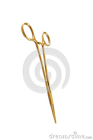 Golden surgical medical clamp golden Stock Photo