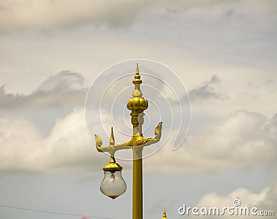 Golden swan lighting lamp in Thailand. Stock Photo