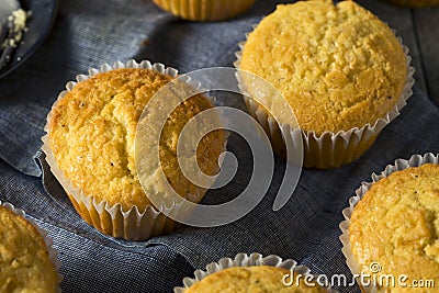 Golden Sweet Homemade Cornbread Muffins Stock Photo