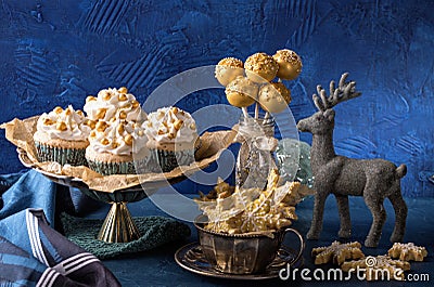 Golden sweets for christmas Stock Photo