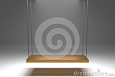 golden swing on metallic chains Cartoon Illustration