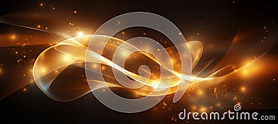 Golden swirling abstract luxury background with shining particles and christmas bokeh Stock Photo