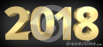 2018 golden sylvester bold 2018 3D Stock Photo