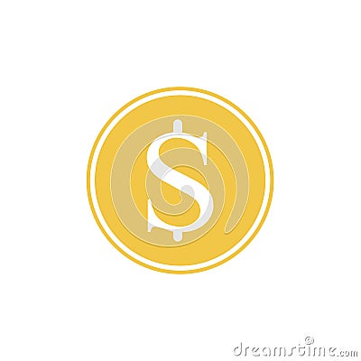 Golden symbol of the dollar. Vector illustration. Golden dollar symbol isolated on white background Vector Illustration