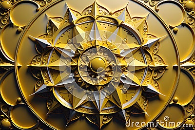 Golden symmetry majolica geometric patterns. intricate artwork masterpiece Stock Photo