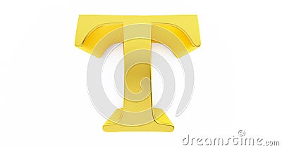 golden T letter isolated on white background, gold lettre T Stock Photo