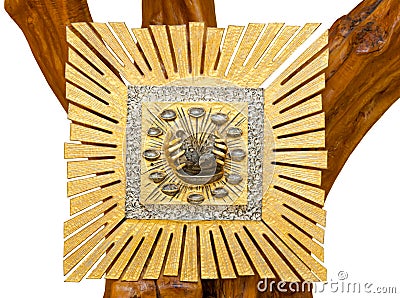 Golden Tabernacle on wooden tree Stock Photo