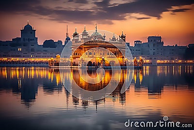 Beautiful golden temple situated in Amritsar, India Stock Photo