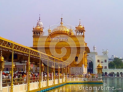 Golden Temple full view in Amritsar India, Amazing Sikh Gurudwara Golden Temple Editorial Stock Photo