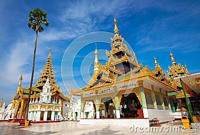 Golden temple of Shwedagon Pagoda, Yangon, Myanmar Stock Photo