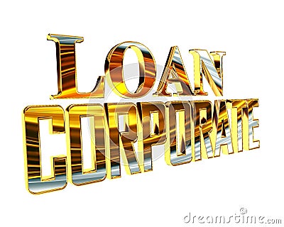 Golden Text corporate loan on a white background Cartoon Illustration