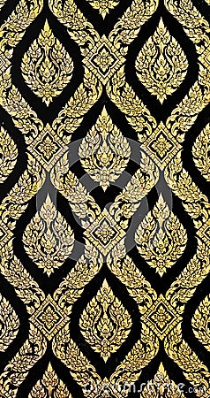 Golden Thai pattern on wall Stock Photo