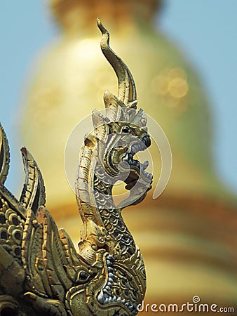 golden thai style budha and temple Stock Photo