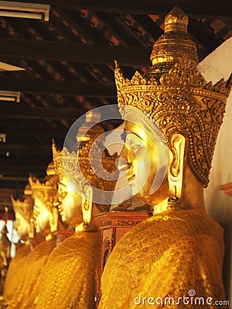 golden thai style budha and temple Stock Photo