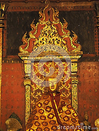 golden thai style budha and temple Stock Photo