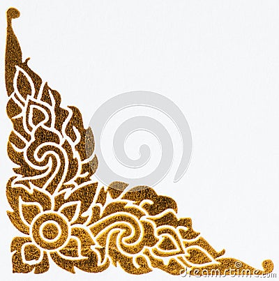 Golden thai style pattern on wall Stock Photo