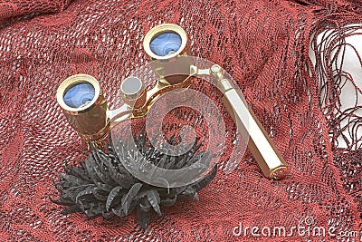 Golden theater binoculars Stock Photo