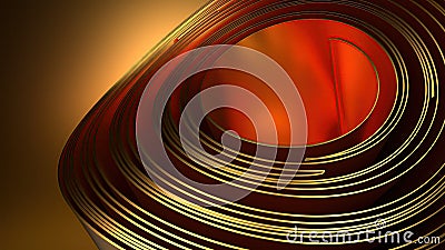 golden thin CYLINDER metal plate bending abstract delicate dynamic Elegant and Modern background material Stock Photo