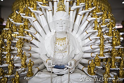 Golden thousand hands Guanyin statue at Hat Yai Thailand Editorial Stock Photo