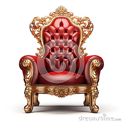 Golden throne with red leather Stock Photo