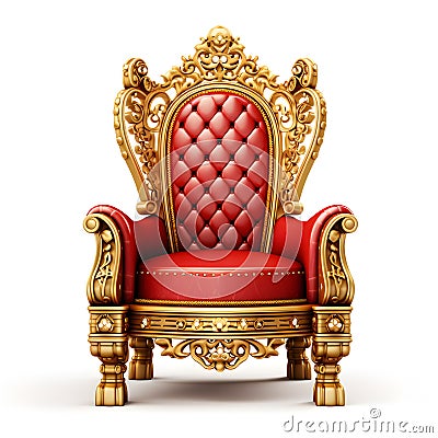 Golden throne with red leather Stock Photo