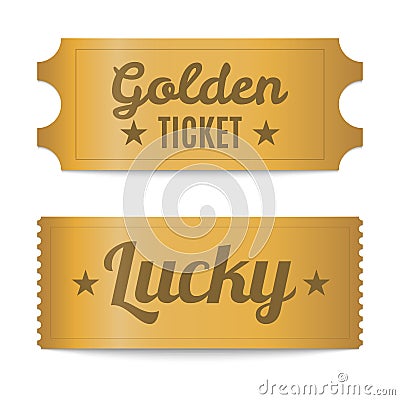 Golden ticket Vector Illustration