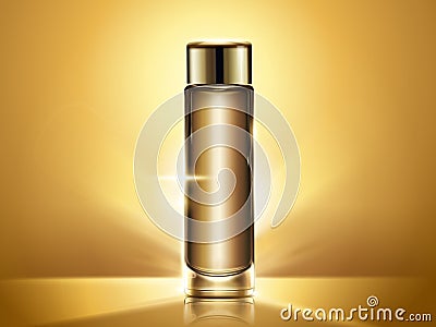 Golden toner bottle mockup Vector Illustration