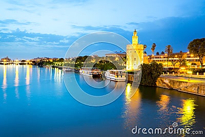 Golden Tower Seville Spain Stock Photo