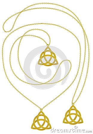 Golden Trinity pendant isolated necklace Stock Photo