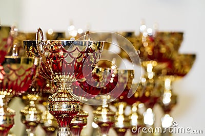 Golden Trophies Stock Photo