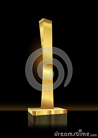 Golden trophy abstract for competition reward isolated on black background. Shiny award for first place in sport tournament vector Vector Illustration