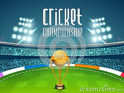 Golden Trophy for Cricket Championship concept. Stock Photo