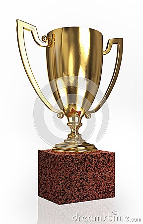 Golden trophy cup Stock Photo