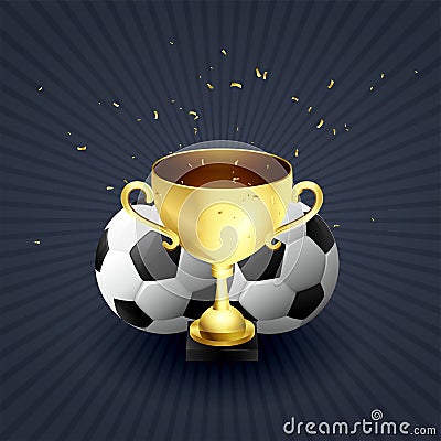 Golden trophy cup football winner celebration background Vector Illustration