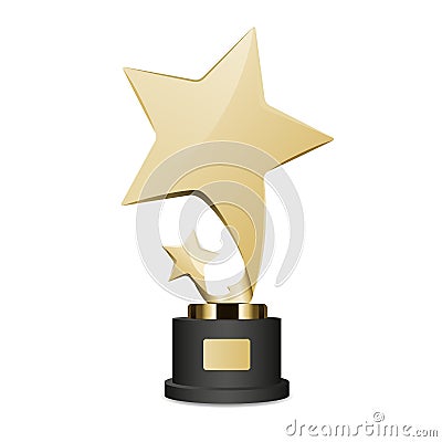 Golden Trophy Cup with Large and Small Star Icon Vector Illustration