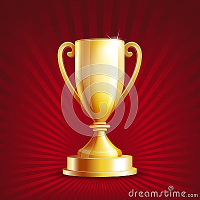 Golden trophy cup Vector Illustration