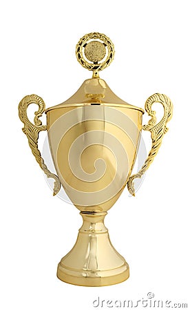 Golden trophy isolated on whit Stock Photo