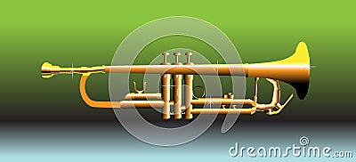 Golden trumpet Vector Illustration
