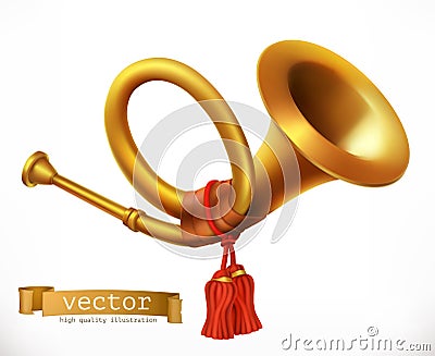 Golden Trumpet. Horn. vector icon Vector Illustration