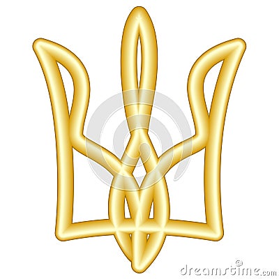 Golden Tryzub - coat of arms of Ukraine Vector Illustration