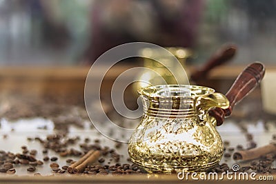 Golden turk on a wooden table Stock Photo