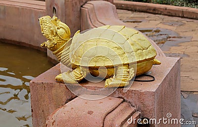 Golden turtle sculpture in Wat Pha Nam Yoi Thailand Stock Photo
