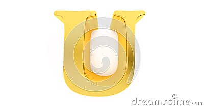 golden U lettre isolated on white backgeound Stock Photo