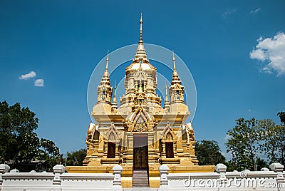 Golden ubosot in Chiangmai, Thailand Stock Photo