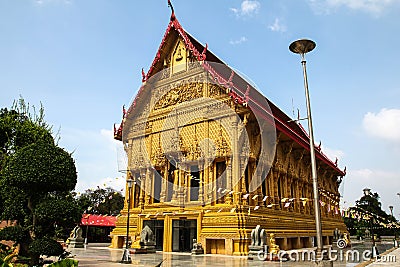 The Golden Ubosot at Wat Phra Si An Stock Photo