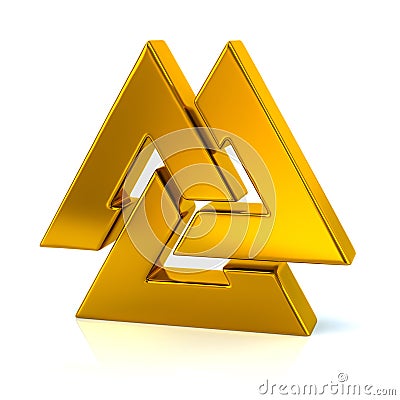 Golden Valknut symbol Cartoon Illustration