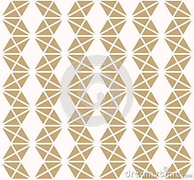 Golden vector abstract geometric seamless pattern with triangles, hexagonal grid Vector Illustration