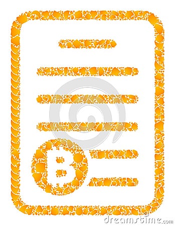 Golden Vector Bitcoin Pricelist Mosaic Icon Vector Illustration