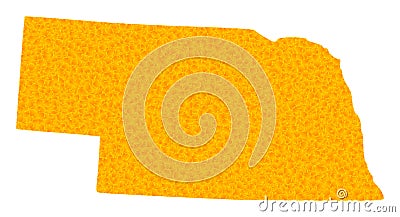 Golden Vector Map of Nebraska State Vector Illustration