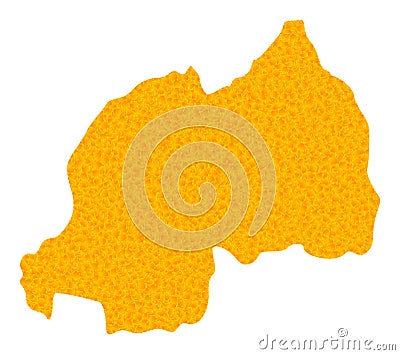 Golden Vector Map of Rwanda Vector Illustration